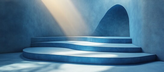 Wall Mural - Abstract Blue Stage With Sunbeam