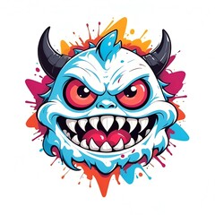 Wall Mural - Ferocious Monster with Sharp Teeth and Red Eyes