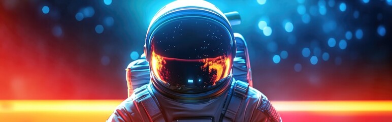 Poster - Astronaut in 3D cartoon rendering clipping path included