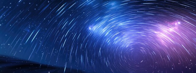 Night sky and stars with long exposure in 3D cartoon rendering