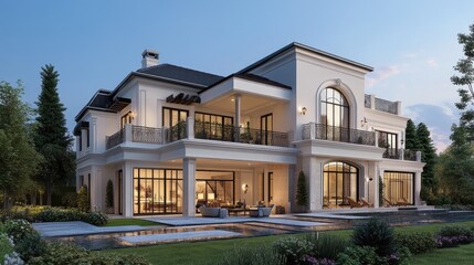 Poster - 3D illustration of architectural design for a house