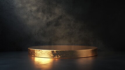 Poster - 3D rendering of a golden platform podium against a black background