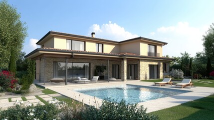 Poster - 3D rendering of a house project plan
