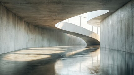 Aufkleber - 3d rendering of modern abstract architecture featuring a concrete floor design