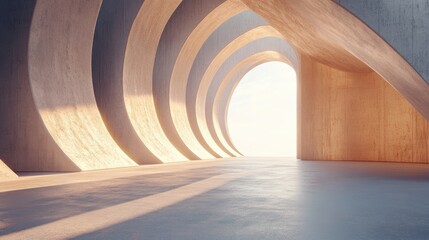 Aufkleber - 3d rendering of modern abstract architecture featuring a concrete floor design