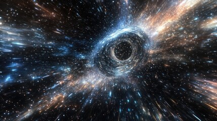 Poster - abstract background featuring themes of open space travel and star warp in hyperspace