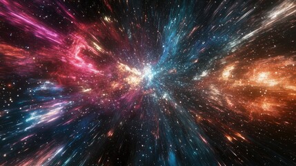 Poster - abstract background featuring themes of open space travel and star warp in hyperspace