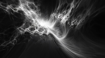 Poster - Abstract black and white digital fractal background created through computer generation