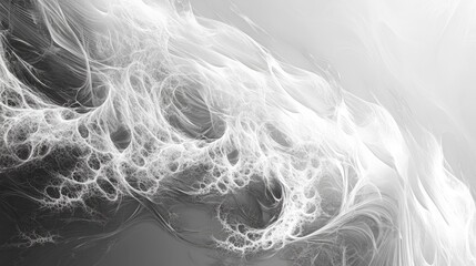 Poster - Abstract black and white digital fractal background created through computer generation