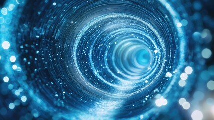 Poster - Abstract blue tunnel background featuring an appealing illustration with circles and particles