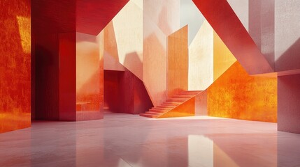 Poster - Abstract geometric design of an interior space created through 3D rendering and illustration techniques