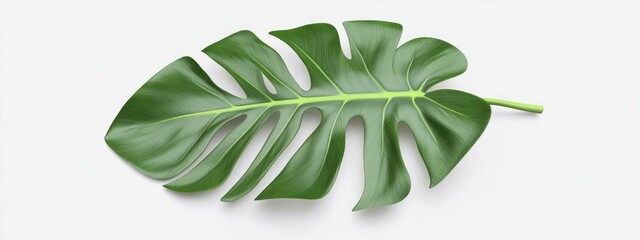Poster - 3D rendering of a monstera leaf isolated on a white background with clipping path