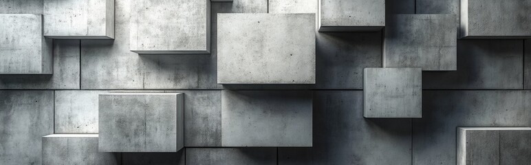 Poster - Abstract 3D rendering of a grey concrete wall background