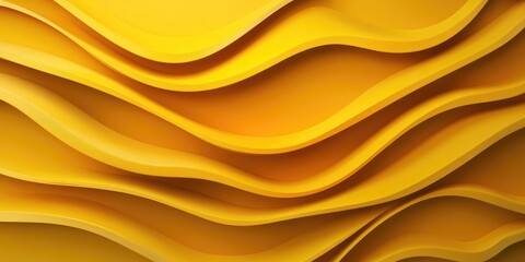 Fototapete - 3D rendering of an abstract horizontal banner featuring wavy lines with shadows in yellow hues