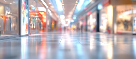 Poster - 3D rendering of an abstract shopping mall background with shallow depth of field