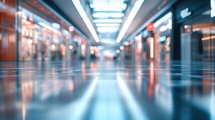 Poster - 3D rendering of an abstract blurred shopping and exhibition mall for background use