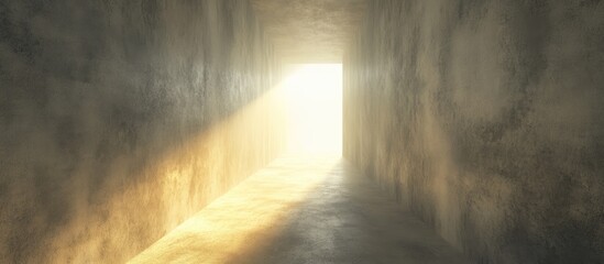 Poster - 3D rendering of light emanating from the end of a dim corridor