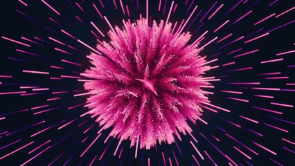 Poster -  3D Abstract Animation of Pink Light Particles in Digital Technology