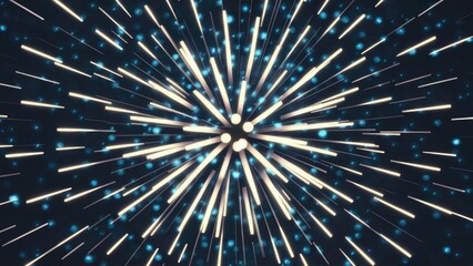 Poster - 3d abstract background featuring scattered light and blue flare effects