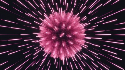 Poster -  3D Abstract Animation of Pink Light Particles in Digital Technology