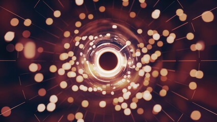 Poster -  3D Abstract Background with Grid Pattern and Defocused Bokeh Effect