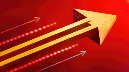 Poster - 3D Arrow Graphic on Vibrant Red Backdrop