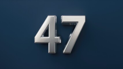 Poster - 3d illustration of the number 47 in silver