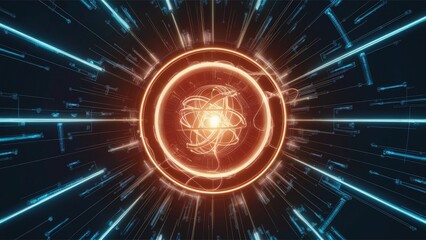 Poster - 3d rendered background with glowing scientific elements