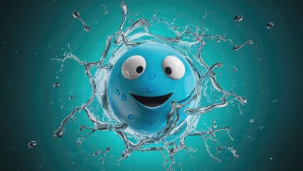 Poster - 3D Rendered Abstract Illustration of Splashing Water Droplets