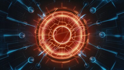 Poster - 3d rendered background with glowing scientific elements