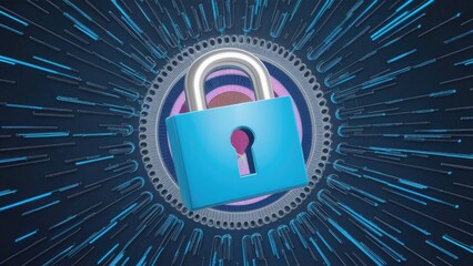 Poster - 3D Rendered Email Icon with Lock Symbolizing Online Security
