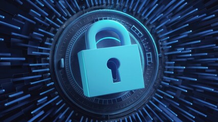Poster - 3D Rendered Email Icon with Lock Symbolizing Online Security