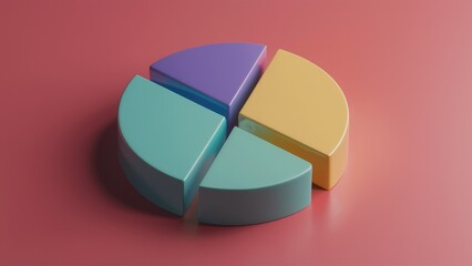 Poster - 3D Rendered Illustration of a Four-Segment Pie Chart