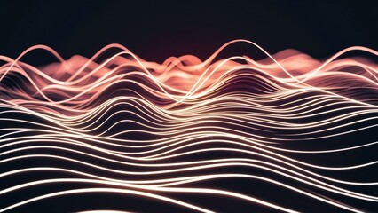 Poster - 3d rendering of abstract wave lines on dark background