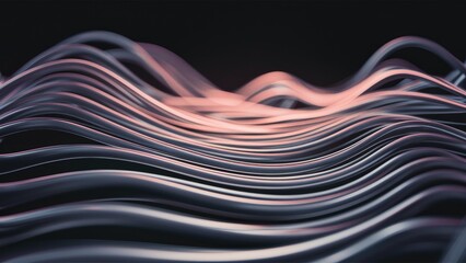 Poster - 3d rendering of abstract wave lines on dark background