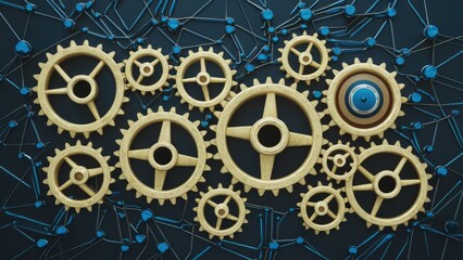Poster -  3D Rendering of Interconnected Gears in a Network Design