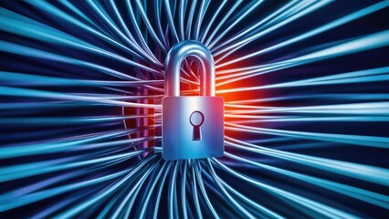 Poster - 3D Rendering of Fiber Optic Cable with Database Security Lock Detail
