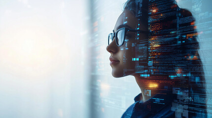 female it specialist learns to analyze code and data technology, cyber security, impact of artificia
