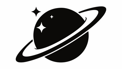 saturn icon, saturn with sparkle silhouette, cosmos and planet, saturn silhouette vector