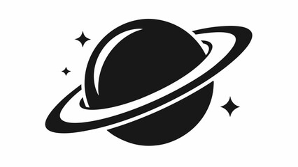 Saturn icon, Saturn with sparkle silhouette, cosmos and planet, Saturn silhouette vector 
