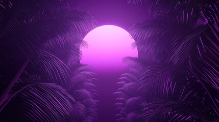 Wall Mural - Purple Paradise: A Surreal Tropical Sunset