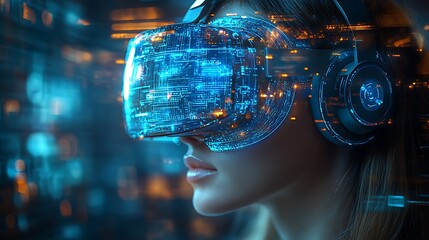 AI cyber security concept. Female IT Computer specialist analyzing artificial intelligence digital threats to consumer data & privacy breach. Software developer coding & ethical hacking in dark office