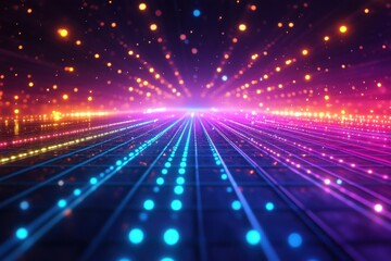 Wall Mural - a colorful, neon-lit room with a blue floor