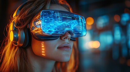 AI cyber security concept. Female IT Computer specialist analyzing artificial intelligence digital threats to consumer data & privacy breach. Software developer coding & ethical hacking in dark office