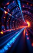 © NEW - A mesmerizing tunnel of vibrant blue and red lights, illustrating a dynamic digital world filled with energy and movement.