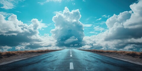 Canvas Print - a road with a cloudy sky in the background