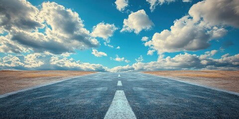 Wall Mural - A road with a blue sky in the background