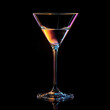 © Aliona Ryne - Cocktail martini glass with neon lighting. Drawn on the black background