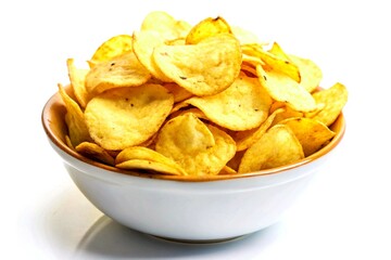 Wall Mural - Ridged potato chips isolated on white background