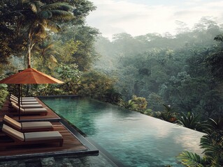 Canvas Print - Infinity Pool in Tropical Paradise